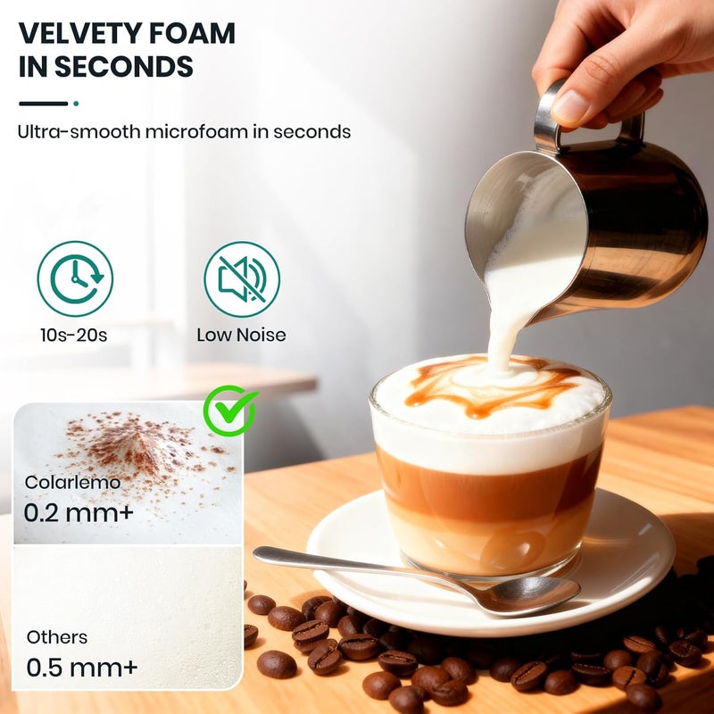 Colarlemo Milk Frother Handheld Rechargeable, Frother Wand Drink Mixer Electric Whisk for Coffee, Detachable With 3 Stainless Whisks, Hand Mixer for Lattes, Cappuccino, Matcha, Egg, No Stand,Black - Image 2